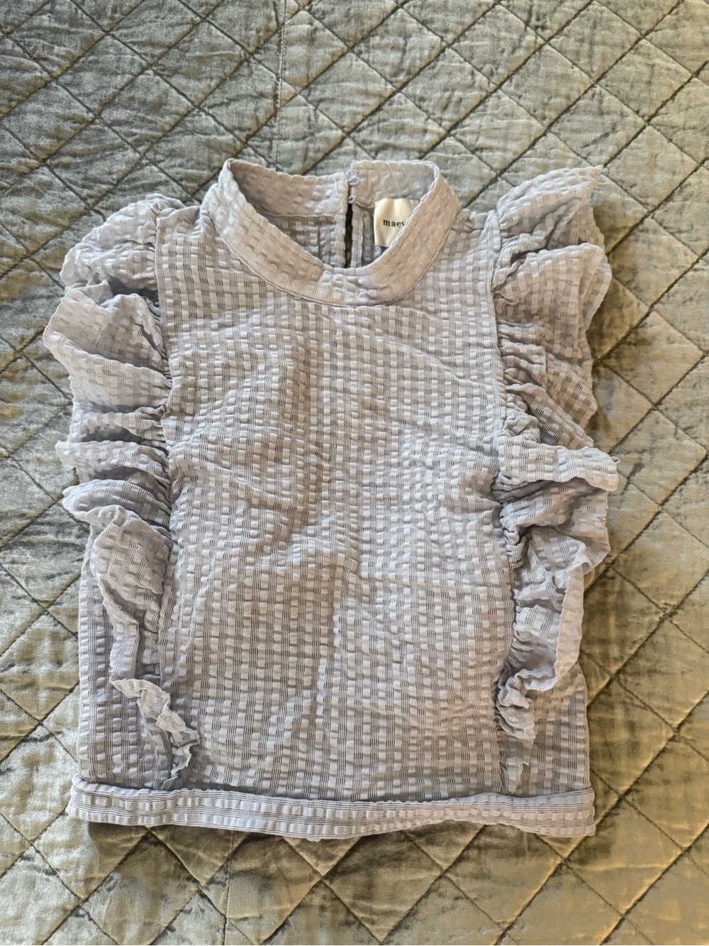 Maeve Light blue Ruffle Sleeve Textured Top